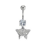 Bellypiercing Surgical Steel 316L zirconia Butterfly