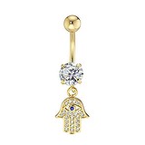 Bellypiercing Surgical Steel 316L PVD-coating (gold color) zirconia Hand