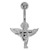 Bellypiercing Surgical Steel 316L Rhodium plated brass Angel Wings