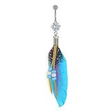 Bellypiercing Surgical Steel 316L Rhodium plated brass Crystal Duck feathers Synthetic leather Plastic Feather