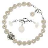 Bracelet Perles d´eau douce Argent 925 Cristal Coeur C?ur Amour