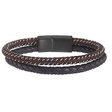 Bracelet Leather Stainless Steel Black PVD-coating Plastic Eternal Loop Eternity