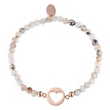 Stone Bracelet Stainless Steel PVD-coating (gold color) Agate Heart Love