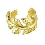 Ear clip Silver 925 PVD-coating (gold color) Leaf Plant_pattern