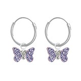 Kids earrings Crystal Silver 925 Butterfly