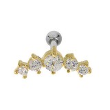 Ear piercing Surgical Steel 316L zirconia Gold-plated