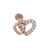 Ear piercing Surgical Steel 316L Crystal PVD-coating (gold color) Heart Love