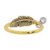 Kids ring Stainless Steel PVD-coating (gold color) Crystal Feather