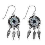 Dangle earrings Silver 925 Epoxy Feather