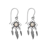Dangle earrings Synthetic opal Silver 925 Feather Flower