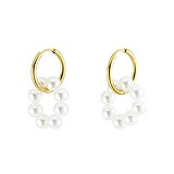 Dangle earrings Surgical Steel 316L Synthetic Pearls PVD-coating (gold color) nylon