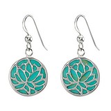 Dangle earrings Silver 925 Gemstone Flower Leaf Plant_pattern