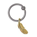 Pin Surgical Steel 316L Silver 925 Gold-plated Feather