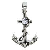 Neck jewelry Silver 925 zirconia Anchor rope ship