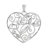Colgante de plata Plata 925 Corazón Amor Mariposa Hoja Diseño_floral
