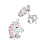 Kids earrings Silver 925 Crystal Epoxy Unicorn