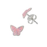 Kids earrings Silver 925 Epoxy Butterfly