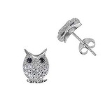 Ear studs Silver 925 zirconia Owl