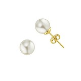 Ear studs Silver 925 High quality synthetic pearl with a crystal core PVD-coating (gold color)