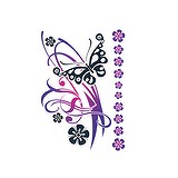 Fake-Tattoo Auf Papier gedruckte Farbe Hautverträglicher Klebstoff Blume Schmetterling Sommervogel Blatt Pflanzenmuster Florales_Muster