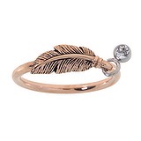 Fingerring Stainless Steel PVD-coating (gold color) Crystal Feather