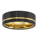 Tungsten Ring Tungsten  Black PVD-coating PVD-coating (gold color) Stripes Grooves Rills