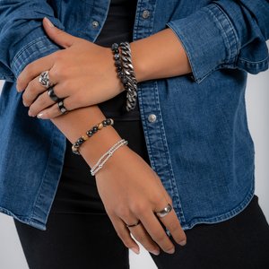 Armband Achat Lava-Stein Schneeflocken-Obsidian Kunststoff