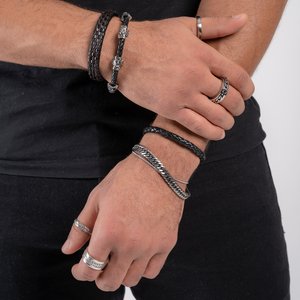 Bracelet Cuir Acier inoxydable Revêtement PVD noir Éternel Dragonne Infini