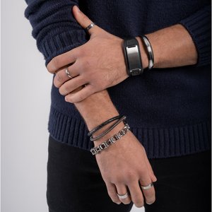 Bracelet Cuir Acier inoxydable Revêtement PVD noir Plastique Éternel Dragonne Infini