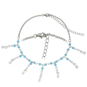 Anklet Steel Synthetic Pearls