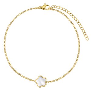 Anklet Stainless Steel PVD-coating (gold color) Mother of Pearl Flower
