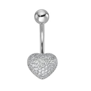 Bellypiercing Surgical Steel 316L Crystal Heart Love