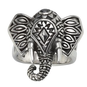Anillo de plata Plata 925 Circonita Ganesha Elefante