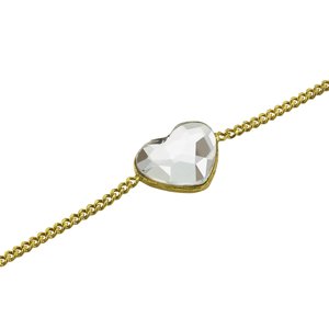 Kinder Armkette Silber 925 Premium Kristall PVD Beschichtung (goldfarbig) Herz Liebe