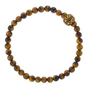 Stone Bracelet Tiger´s eye Stainless Steel PVD-coating (gold color)