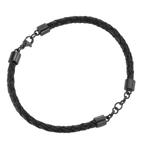 Bracelet Cuir Acier inoxydable Revêtement PVD noir