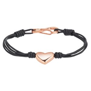 Bracelet Leather Stainless Steel PVD-coating (gold color) Heart Love