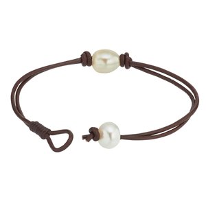 Bracelet Leather Fresh water pearl