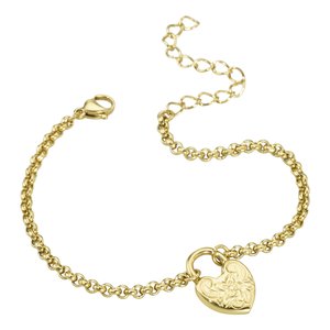 Bracelet Acier inoxydable Revêtement d´or (doré) Coeur C?ur Amour Fleur Serrure