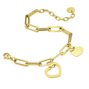 Bracelet Stainless Steel PVD-coating (gold color) Heart Love