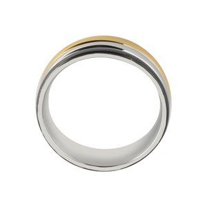 stalen ring Staal PVD laag (goudkleurig) PVD laag (zwart) streep lijn ribbels