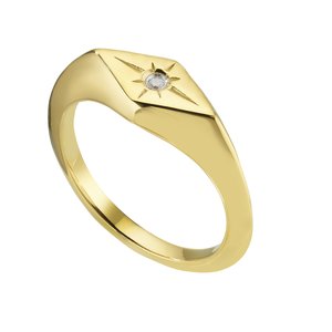 Anillo Acero fino Revestimiento PVD (color oro) Cristal Estrella