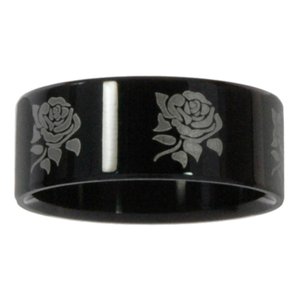 Bague en acier Acier inoxydable Revêtement PVD noir Rose Fleur