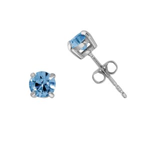 Ohrstecker 9.5mm Aqua Blau Künstlicher Diamant 18k Vergoldet UK
