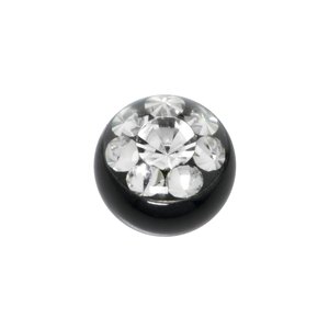 Piercingverschluss Chirurgenstahl 316L Premium Kristall PVD Beschichtung (schwarz) Blume