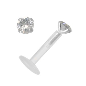 Piercing Bioplast Silber 925 Premium Kristall