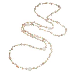 Chaîne de perles Nacre Perles d´eau douce Verre Coton
