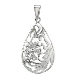 Zilveren Zilver 925 blad blaadje plantpatroon bloem Druppel Druppelvorm Waterdruppel