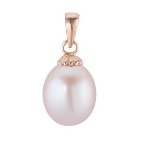 Pendentif Argent 925 Perles d´eau douce Revêtement PVD (couleur or) Fleur