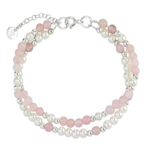 Bracelet Argent 925 Perles d´eau douce Quartz rose